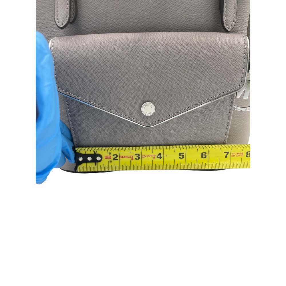 Michael Kors Jet Set Trav. Saffiano Lthr Tote Bag Taupe Gry Slvr Hardware 442G9Y - Picture 8 of 12